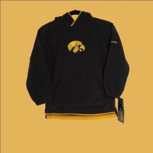 COLUMBIA IOWA HAWKEYES PULLOVER FLEECE TOP‎ W/HOOD SIZE 7 YOUTH NWT